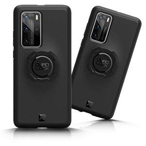Zwei schwarze Quad Lock-Handyhüllen für das gleiche Smartphone-Modell.